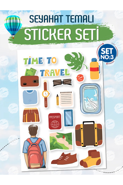 t tuğset etiket Seyahat Temalı Bavul Sticker Etiket Çıkartma S3 (Laptop Table...