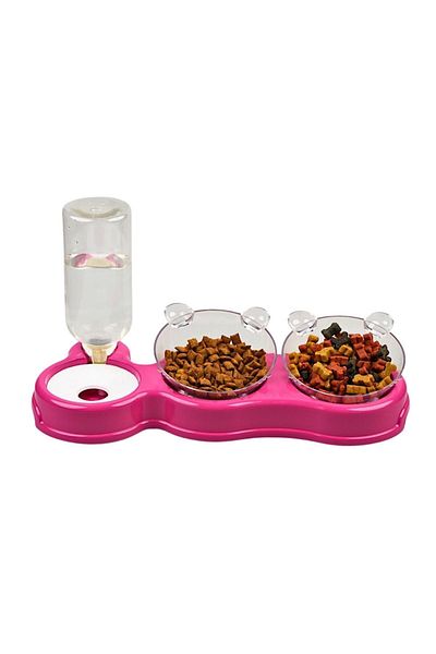 Glipet 500 ml Double Chamber Feeding and Water Container - Set of 3 36*21*16 Cm