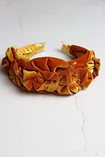 Modex تاج زهرة مخملي بلون الخردل