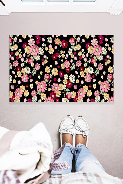 Buket Home Covoraș decorativ pentru ușă, pentru interior și exterior, cu margarete colorate, 45x70