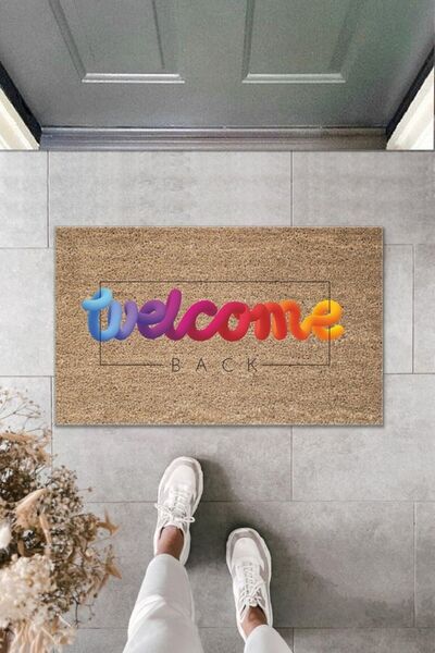 Silkcoat Home 1Ψηφιακή εκτύπωση Καφέ Μικτό Χρώμα Welcome Διακοσμητικό Χαλάκι ...