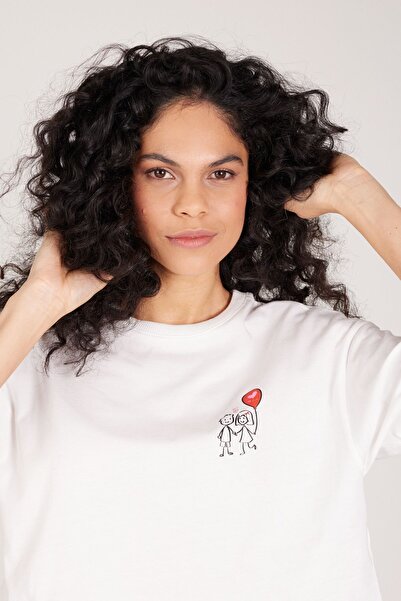 AC&Co / Altınyıldız Classics Oversize γυναικείο μπλουζάκι Crop - 100% βαμβάκι, εμπριμέ, λαιμόκοψη