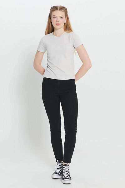 AC&Co / Altınyıldız Classics Flexible Slim Fit Crew Neck Βαμβακερό Γυναικείο T-Shirt - Πέτρα