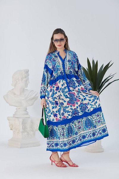 ZF BUTİK Φόρεμα πουκάμισο Hijab με μακρύ σχέδιο