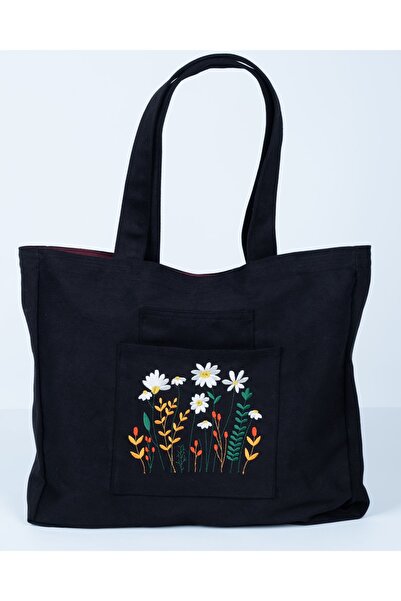 Wings Of Simurg Butikmutik-papaptya Bahçesi Nakış Işlemeli Fermuarlı Kanvas Bez Çanta ve cüzdan TAKIM