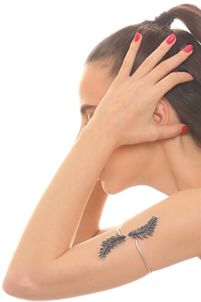 LABALABA Kadın Antik Gümüş Kaplama Ayarlanabilir Açık Band El Yapımı Yaprak Bileklik & Üst Kol Aksesuarı