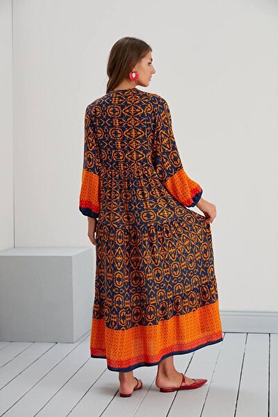 ZF BUTİK Langes gemustertes Hijab-Hemdkleid