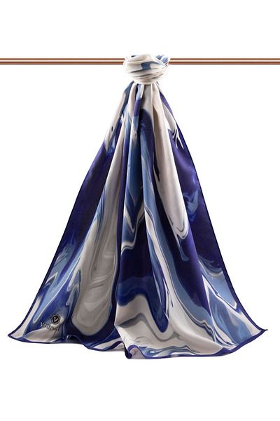 Vissona Γυναικείο σάλι πολυτελείας Medina Silk Indigo-2