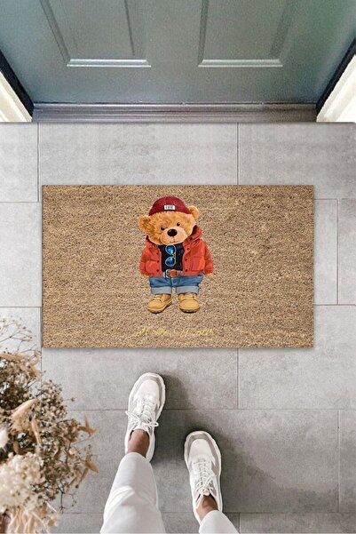 Silkcoat Home Covor maro pentru ușa de intrare Hello Winter cu model de ursuleț Ps852