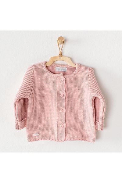andywawa Knıtwear Basic Pink Baby Girl Cardigan