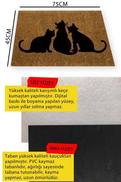 Buket Home Wooden Patterned Welcome Multi-Purpose Decorative Door Mat 45X70