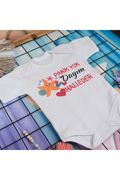 soft wing Panik Yok Dayım Halleder Yazılı Pamuklu Bebek Zıbını