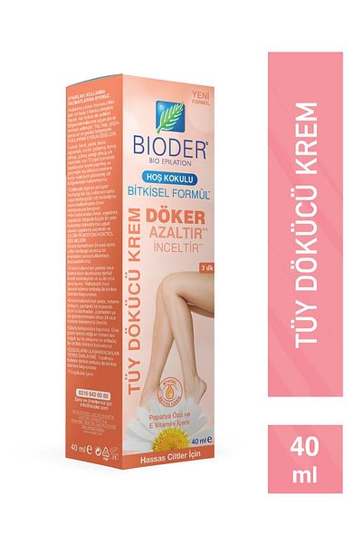 Bioder Hair Removal Cream - Sensitive Skin Chamomile Extract 40 ml Hair Reducing Effect