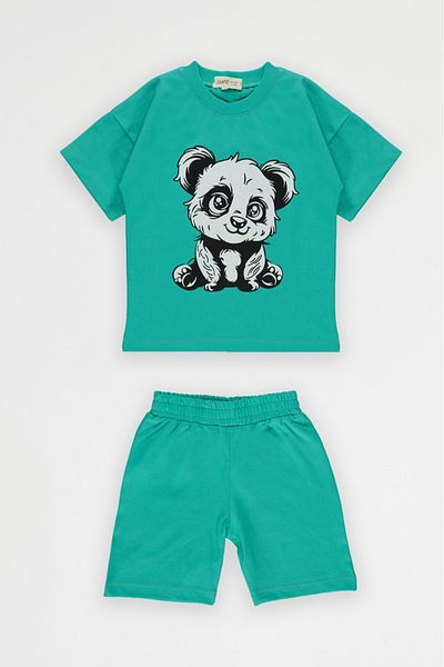 LADİN Panda Patterned Summer Short Set
