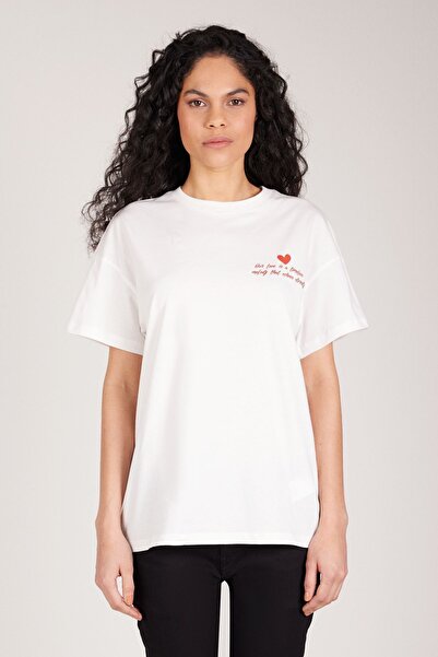 AC&Co / Altınyıldız Classics Oversize Women's T-Shirt - 100% Cotton, Printed, Crew Neck