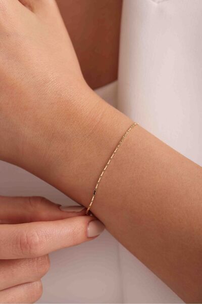 Gianfranco 14 Ayar Altın İnce Parlak Kristal Pro Bileklik