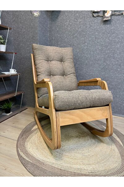 Asedia Kontes Naturel Keten Kahve Dolgu Minderli Sallanan Sandalye Dinlenme K...