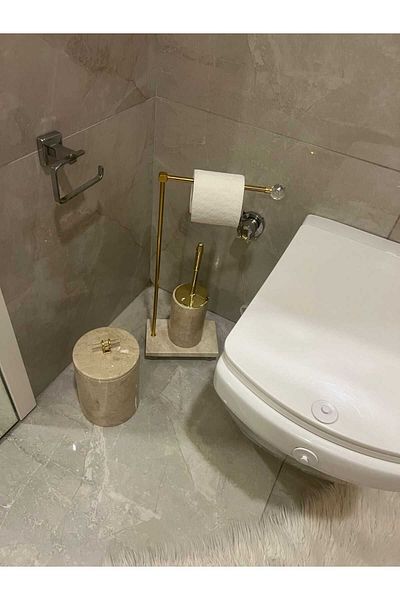 ege gross 3 Piece Natural Beige Marble Bathroom Set