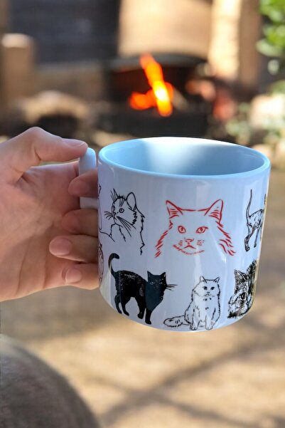 mug shop Kediler Çizim Tasarımlı  Baskılı t Kupa Bardak-Hediyelik Kedili Çay ...