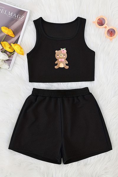 MYADA Special Design - Cotton Printed Crop Shorts Set