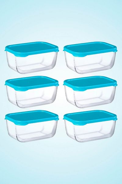 Paşabahçe 53733 6-Piece Snowbox Storage Container Set - 420cc - Blue with Lid