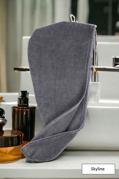 Skyline Saç kurutma bonesi-Saç kurutma havlusu l Düğmeli l Kadife l Sçb02