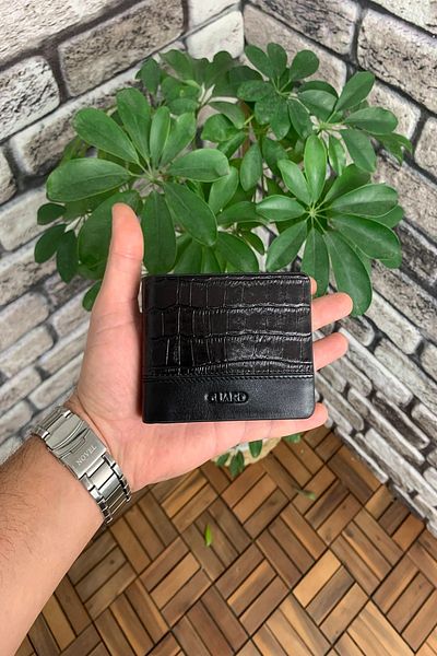 GUARD Crocodile Black Genuine Leather Men's Wallet