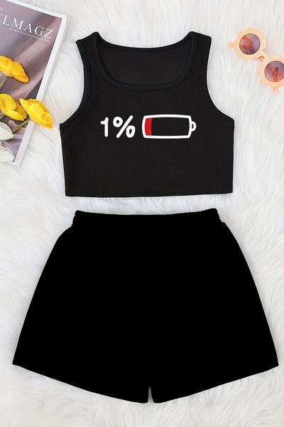 MYADA Design special - Set pantaloni scurți crop din bumbac imprimat