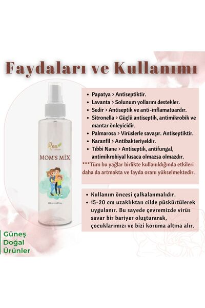 Roa Bitkisel Mom's Mix Doğal İçerikli Virüs Savar Çocuklar İçin Sprey 200 ML