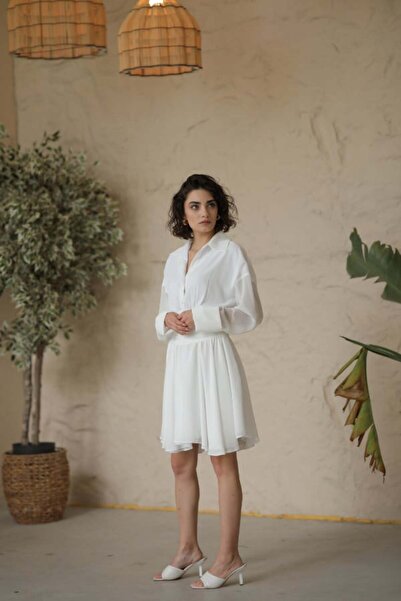 LaGrace Clara Beyaz Şifon Elbise