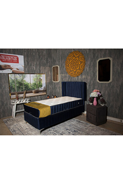 tuana tek kişilik yatak parlament mavisi yatak