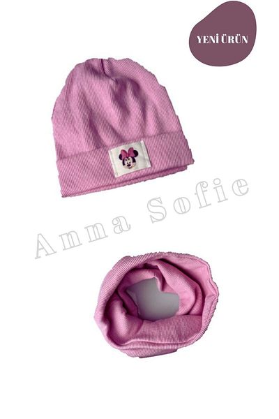 anna sofie Pink (1-5 YEARS) Ribbed 100% Cotton Camisole Beanie Neck Collar Set (LATITUDE PRICE)