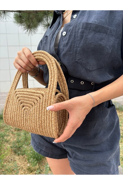 MaVaux Mini Jute Straw Portfolio - Soft Clutch Handbag, Summer Fashion
