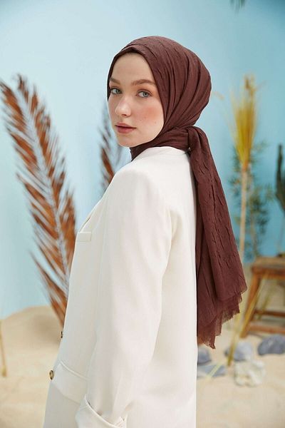 Organic Scarfs Hijab Bamboo Kraş Shawl Bitter Brown Χρώμα