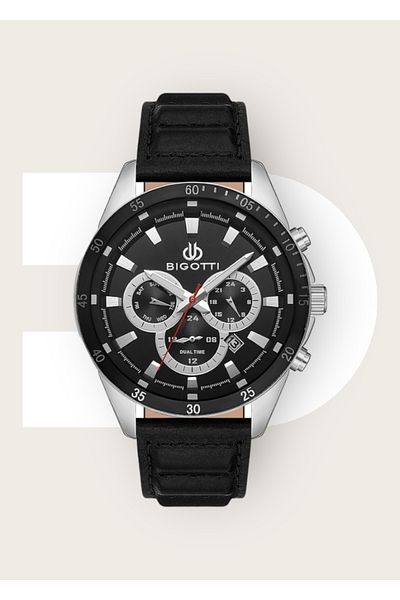 Bigotti 5 ATM Waterproof Genuine Leather Men's Wristwatch - Active Functions