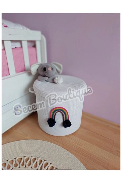 Secem Boutique Toy and Laundry Basket with Lid for Kids - Wicker Organizer