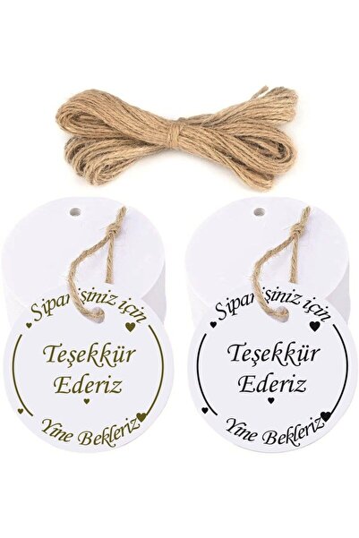etiketcideyim 100 Adet Yuvarlak Kart Etiket 4,5 Cm, Siparişiniz Için Teşekkür...