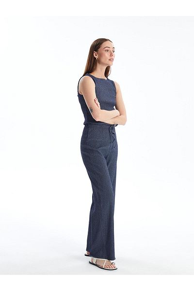 LC Waikiki LCWAIKIKI Classic - Patterned, Elastic Waist Wide Leg Women's Trousers