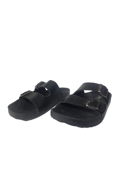 PARMİ Parmi Unisex Μαύρες κομψές καθημερινές παντόφλες - Διπλή πόρπη, prmi658-3