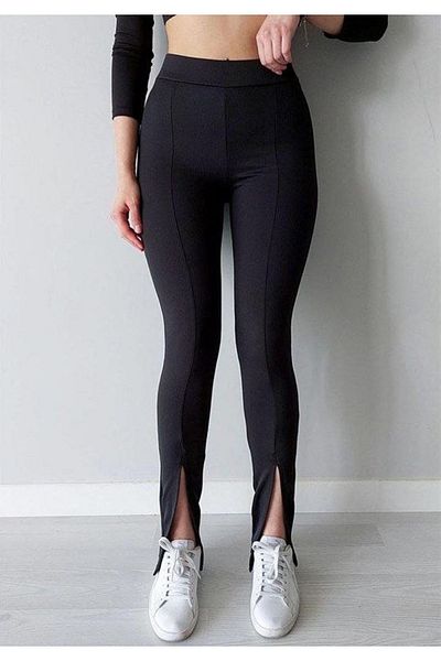 Little Visqon Slit Grass Detailed Leggings Trousers