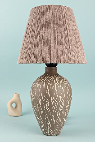 Hmydesign Pion Handmade Seramik Abajur Gri-Beyaz