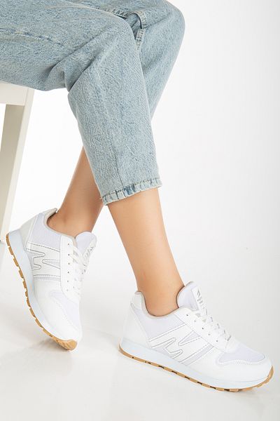 BOUIS Unisex Bílá Stříbrná Šněrování Ležérní Pohodlná podešev Pohodlná Měkká vycházková Denní teniska Sportovní obuv