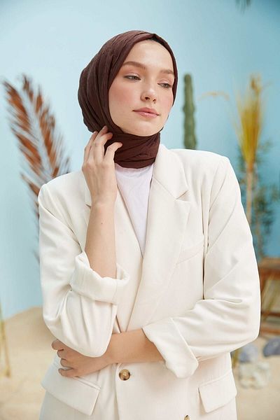 Organic Scarfs Hijab Bamboo Kraş Shawl Bitter Brown Χρώμα