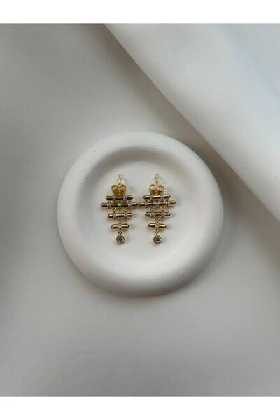 minnejewelry أقراط حجر الزركون المثلثة الذهبية - أقراط حجر الزركون المثلثة VIP