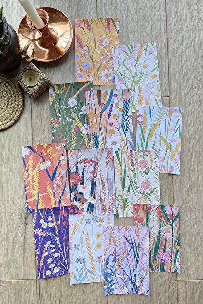 Mona Craftist 12 Adet Pastel Renkli Çiçek Temalı Scrapbook Kağıt Seti Bullet ...