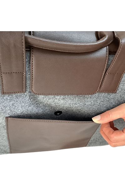 BON CARNET حقيبة من الجلد الصناعي Acar Felt - حقيبة كمبيوتر محمول 40*30*10 سم