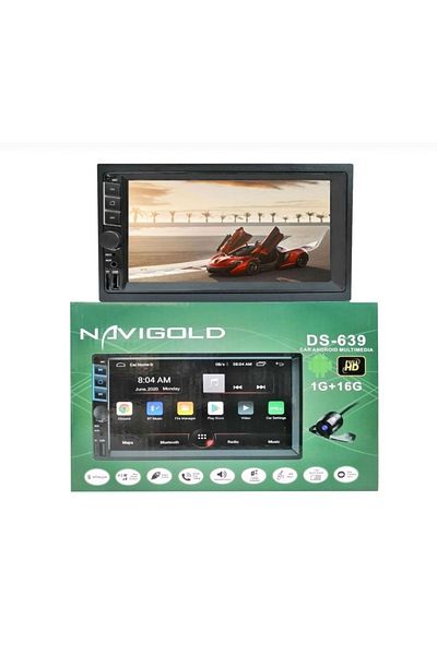 Navigold DS-639 16GB Internal Memory 7''Android Double Car Tape Recorder Slim Thin Case Camera Gift Compatible with All Vehicles