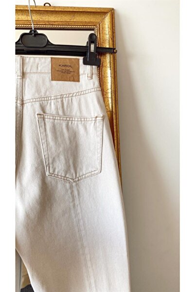 MAKRAS EXCLUSIVE Penolope Women's - Milky Beige Color Mom Jean