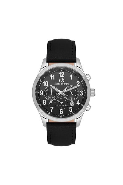 Bigotti 5 ATM Waterproof Genuine Leather Men's Wristwatch - Active Functions