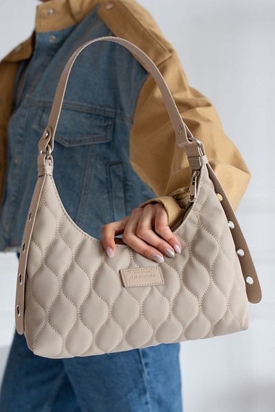 Cochines Women's Mink Quilted Patterned Baguette Hand and Shoulder Bag